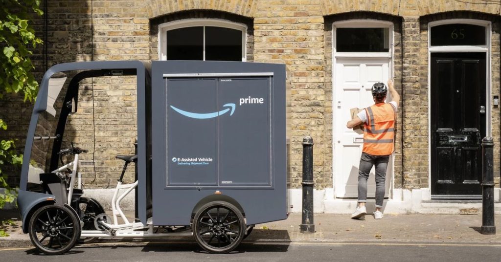 Amazon verwendet Pickup-ähnliche elektrische Lastenfahrräder, um Waren in Großbritannien zu liefern