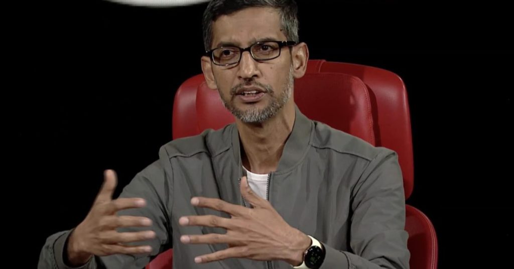 Hier ist Sundar Pichai mit der Google Pixel Watch